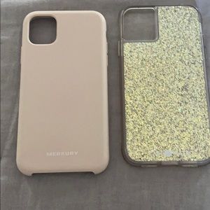 An iPhone 11 case pink and glittery